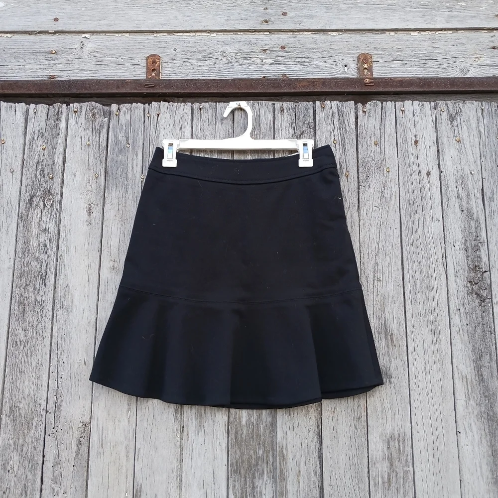 Gap Stretch Womens Sz 2 Black Cotton Spandex Flare Mid Rise Mini Skirt